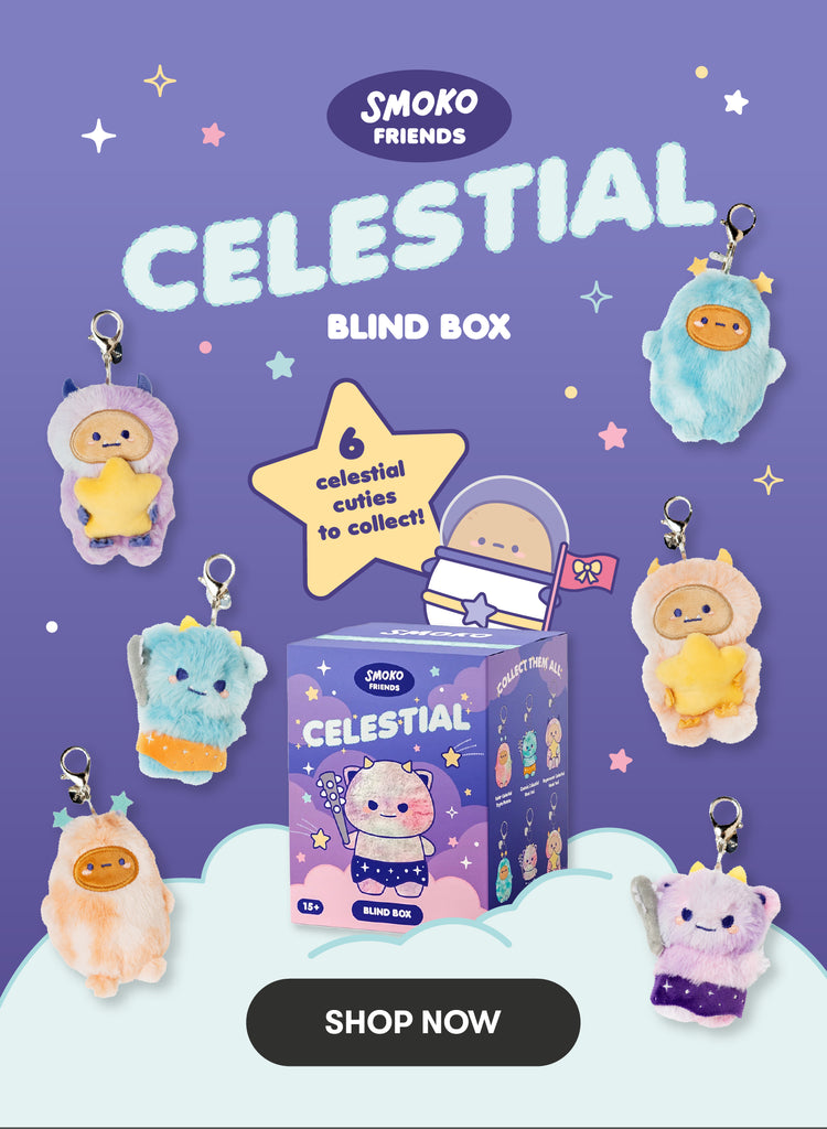 Smoko Friends Celestial Blind Box. 6 Celestial Cuties to Collect! Shop Now.